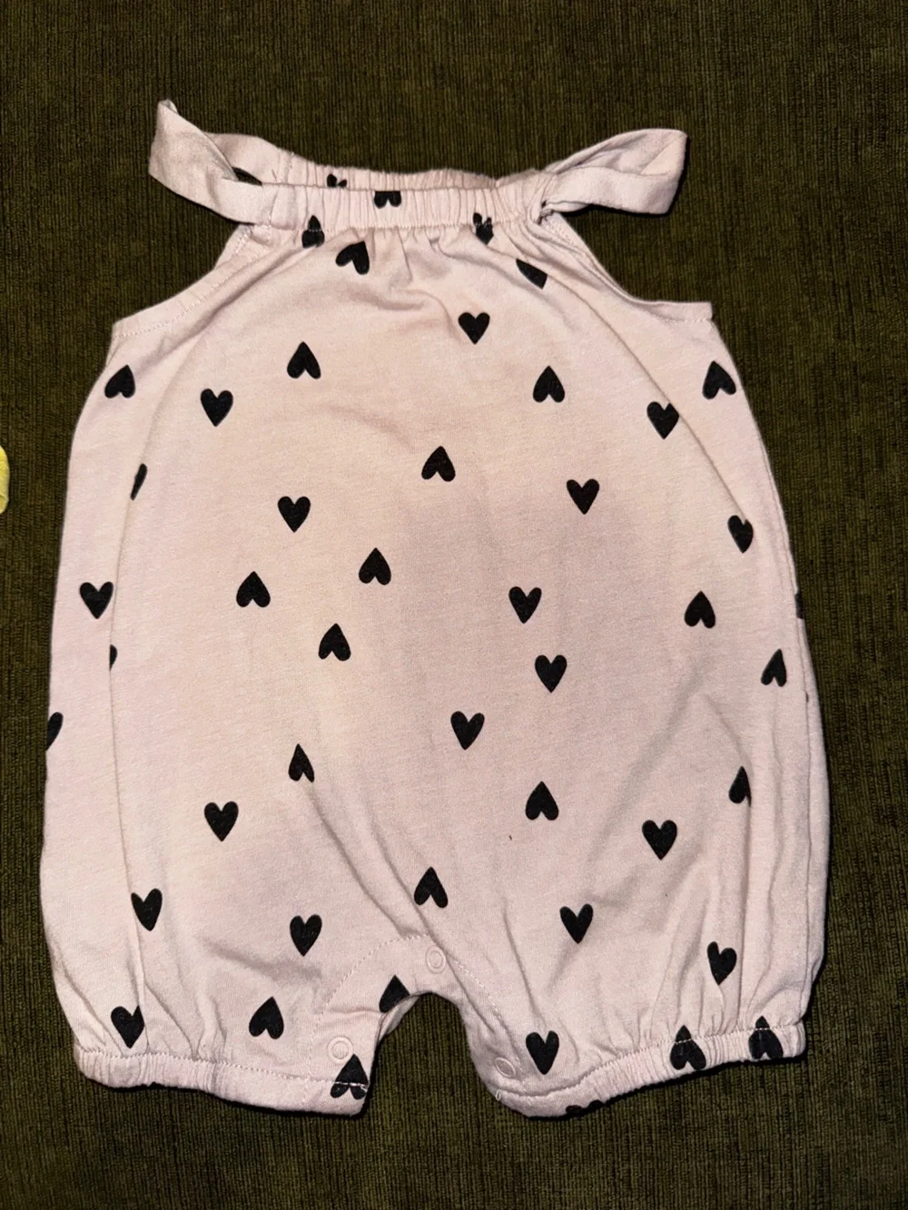 Carter's Yellow Romper and Pink Heart Romper